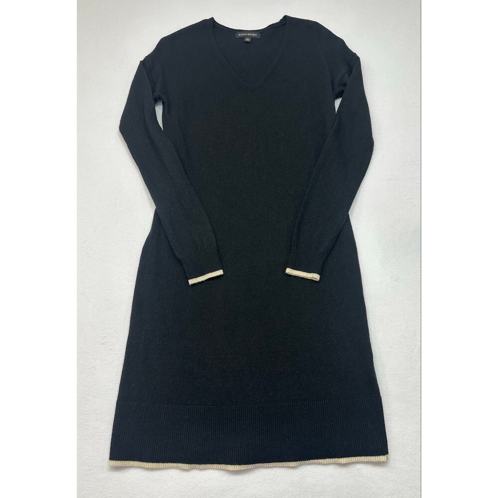 Banana Republic Black Merino Cashmere VNeck Long Sleeve Sweater Dress Size Small - Picture 5 of 10